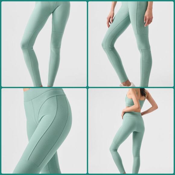 Alo Yoga Alosoft Head Start Bra & High Waist Legging Set XS Botanical Green - Picture 15 of 16